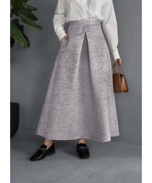 【LUXE】微光沢ジャガードマキシ丈タックスカート/90cm(スカート)|STYLE DELI(スタイルデリ)