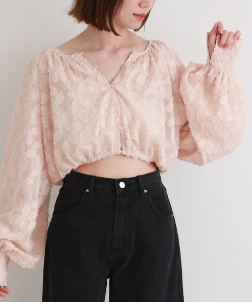archives（アルシーヴ）の「2wayバルーンシアーJQショートブラウス（Tシャツ/カットソー・レディース・ブラック/アイボリー/オレンジ・MEDIUM）」の20枚目の写真