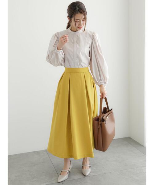 Te chichi（テチチ）の「タックフレアスカート（スカート・レディース・ベージュ/ネイビー/イエロー・F）」の7枚目の写真