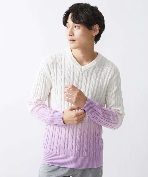 MK MICHEL KLEIN HOMME （エムケーミッシェルクランオム）の「グラデーションニット（ニット/セーター・メンズ・ライラック/ピンク/ダークインディゴブルー・48/46）」の7枚目の写真