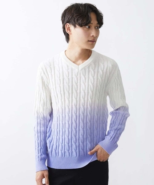 MK MICHEL KLEIN HOMME （エムケーミッシェルクランオム）の「グラデーションニット（ニット/セーター・メンズ・ライラック/ピンク/ダークインディゴブルー・48/46）」の11枚目の写真