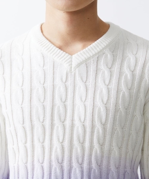 MK MICHEL KLEIN HOMME （エムケーミッシェルクランオム）の「グラデーションニット（ニット/セーター・メンズ・ライラック/ピンク/ダークインディゴブルー・48/46）」の10枚目の写真