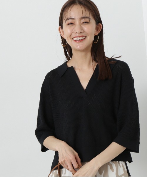 N.(N. Natural Beauty Basic)(エヌエヌナチュラルビューティーベーシック)の「◆メッシュスキッパーニット(ニット/セーター・レディース・レッド/ライトグレー/ブラック・MEDIUM)」の16枚目の写真