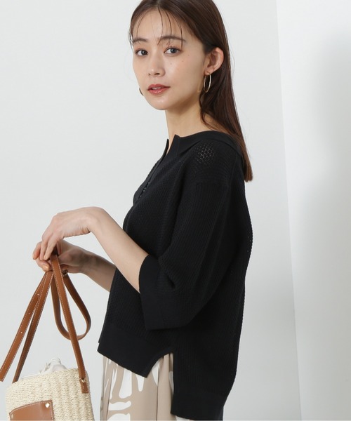 N.(N. Natural Beauty Basic)(エヌエヌナチュラルビューティーベーシック)の「◆メッシュスキッパーニット(ニット/セーター・レディース・レッド/ライトグレー/ブラック・MEDIUM)」の17枚目の写真