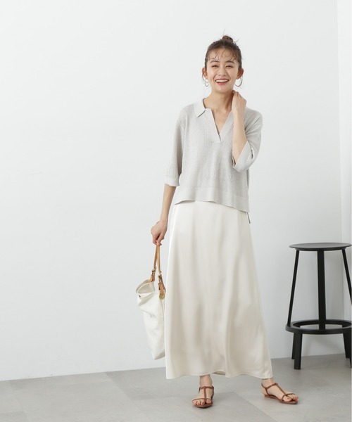 N.(N. Natural Beauty Basic)(エヌエヌナチュラルビューティーベーシック)の「◆メッシュスキッパーニット(ニット/セーター・レディース・レッド/ライトグレー/ブラック・MEDIUM)」の18枚目の写真