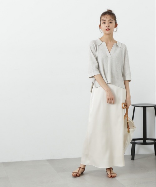 N.(N. Natural Beauty Basic)(エヌエヌナチュラルビューティーベーシック)の「◆メッシュスキッパーニット(ニット/セーター・レディース・レッド/ライトグレー/ブラック・MEDIUM)」の20枚目の写真