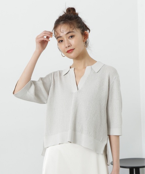 N.(N. Natural Beauty Basic)(エヌエヌナチュラルビューティーベーシック)の「◆メッシュスキッパーニット(ニット/セーター・レディース・レッド/ライトグレー/ブラック・MEDIUM)」の21枚目の写真