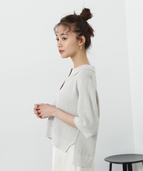 N.(N. Natural Beauty Basic)(エヌエヌナチュラルビューティーベーシック)の「◆メッシュスキッパーニット(ニット/セーター・レディース・レッド/ライトグレー/ブラック・MEDIUM)」の22枚目の写真