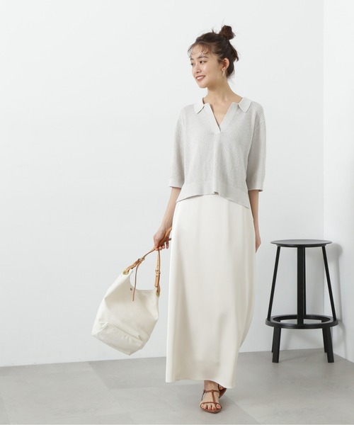 N.(N. Natural Beauty Basic)(エヌエヌナチュラルビューティーベーシック)の「◆メッシュスキッパーニット(ニット/セーター・レディース・レッド/ライトグレー/ブラック・MEDIUM)」の4枚目の写真