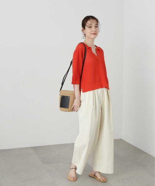 N.(N. Natural Beauty Basic)(エヌエヌナチュラルビューティーベーシック)の「◆メッシュスキッパーニット(ニット/セーター・レディース・レッド/ライトグレー/ブラック・MEDIUM)」の6枚目の写真