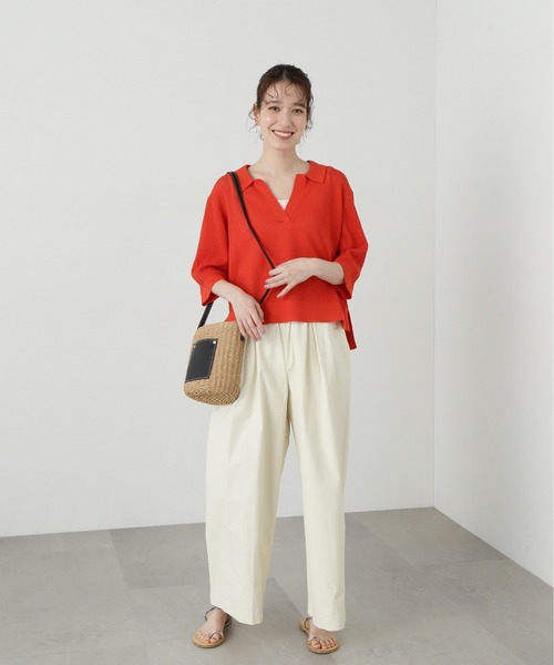 N.(N. Natural Beauty Basic)(エヌエヌナチュラルビューティーベーシック)の「◆メッシュスキッパーニット(ニット/セーター・レディース・レッド/ライトグレー/ブラック・MEDIUM)」の7枚目の写真