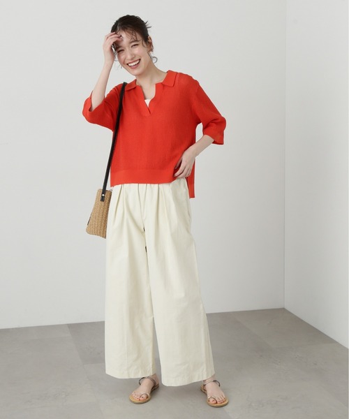 N.(N. Natural Beauty Basic)(エヌエヌナチュラルビューティーベーシック)の「◆メッシュスキッパーニット(ニット/セーター・レディース・レッド/ライトグレー/ブラック・MEDIUM)」の8枚目の写真