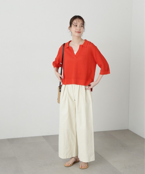 N.(N. Natural Beauty Basic)(エヌエヌナチュラルビューティーベーシック)の「◆メッシュスキッパーニット(ニット/セーター・レディース・レッド/ライトグレー/ブラック・MEDIUM)」の9枚目の写真