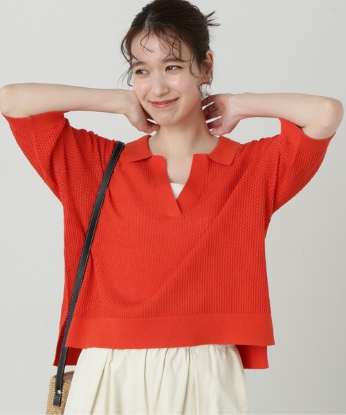 N.(N. Natural Beauty Basic)(エヌエヌナチュラルビューティーベーシック)の「◆メッシュスキッパーニット(ニット/セーター・レディース・レッド/ライトグレー/ブラック・MEDIUM)」の11枚目の写真