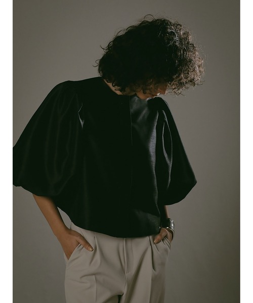 enchainement（アンシェヌマン）の「パフスリーブシャンタンブラウス（シャツ/ブラウス・レディース・ブラック/オフホワイト・フリー）」の10枚目の写真