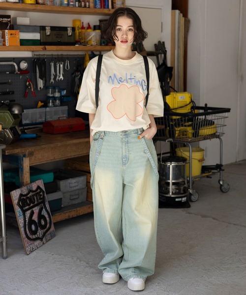 PBLIM(ページボーイリム)の「PBLIM/クローバーモチーフT(Tシャツ/カットソー・レディース・ネイビー/カーキ/クリーム・MEDIUM/LARGE)」の7枚目の写真