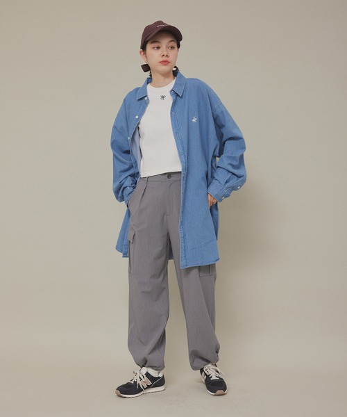 BEVERLY HILLS POLO CLUB（ビバリーヒルズポロクラブ）の「【BEVERLY HILLS POLO CLUB】オーバーシャツ（シャツ/ブラウス・レディース・ベージュ系その他/ブルー系その他4/サックスブルー/ライトグリーン・38）」の19枚目の写真