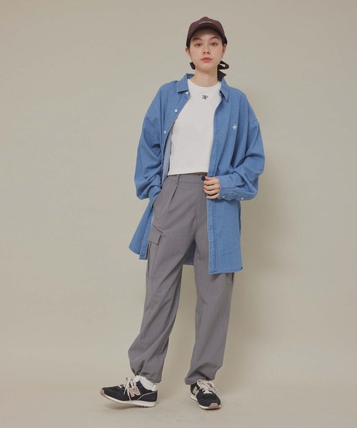 BEVERLY HILLS POLO CLUB（ビバリーヒルズポロクラブ）の「【BEVERLY HILLS POLO CLUB】オーバーシャツ（シャツ/ブラウス・レディース・ベージュ系その他/ブルー系その他4/サックスブルー/ライトグリーン・38）」の20枚目の写真