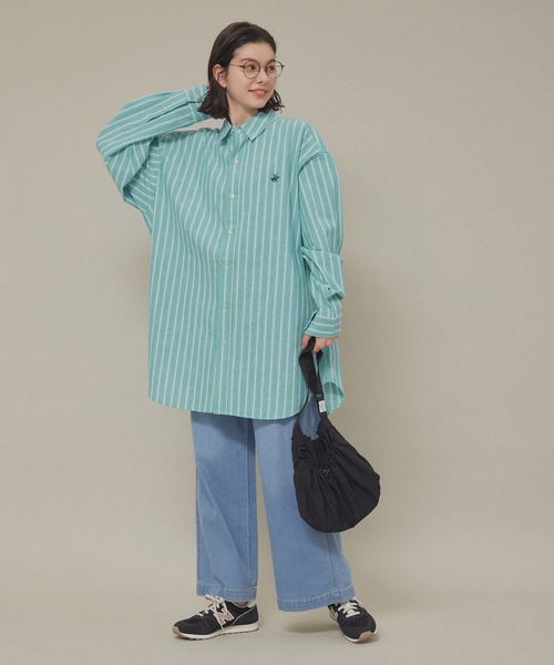 BEVERLY HILLS POLO CLUB（ビバリーヒルズポロクラブ）の「【BEVERLY HILLS POLO CLUB】オーバーシャツ（シャツ/ブラウス・レディース・ベージュ系その他/ブルー系その他4/サックスブルー/ライトグリーン・38）」の6枚目の写真