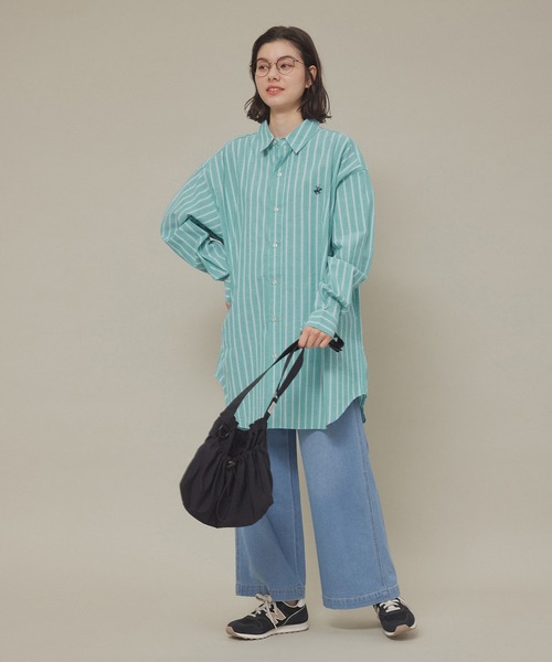 BEVERLY HILLS POLO CLUB（ビバリーヒルズポロクラブ）の「【BEVERLY HILLS POLO CLUB】オーバーシャツ（シャツ/ブラウス・レディース・ベージュ系その他/ブルー系その他4/サックスブルー/ライトグリーン・38）」の7枚目の写真