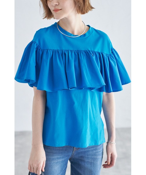 &. NOSTALGIA（アンドドットノスタルジア）の「フリルドッキングカットソー（Tシャツ/カットソー・レディース・グリーン/ブルー/オフホワイト/ブラック/オレンジ/カーキ/サックスブルー・M）」の21枚目の写真