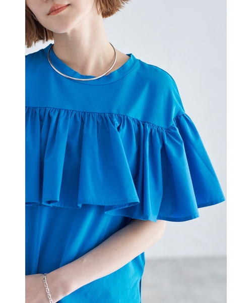 &. NOSTALGIA（アンドドットノスタルジア）の「フリルドッキングカットソー（Tシャツ/カットソー・レディース・グリーン/ブルー/オフホワイト/ブラック/オレンジ/カーキ/サックスブルー・M）」の22枚目の写真