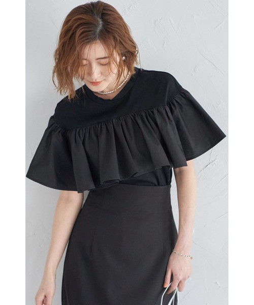 &. NOSTALGIA（アンドドットノスタルジア）の「フリルドッキングカットソー（Tシャツ/カットソー・レディース・グリーン/ブルー/オフホワイト/ブラック/オレンジ/カーキ/サックスブルー・M）」の12枚目の写真