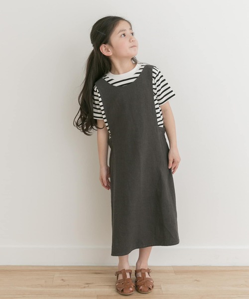 URBAN RESEARCH DOORS（アーバンリサーチドアーズ）の「『親子リンク』リネンレーヨンジャンパースカート(KIDS)（ワンピース・キッズ・チェック/ブラック系その他・120/135/105）」の6枚目の写真