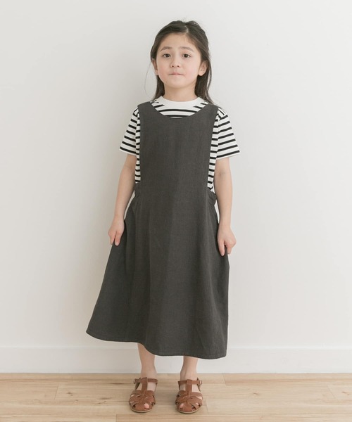 URBAN RESEARCH DOORS（アーバンリサーチドアーズ）の「『親子リンク』リネンレーヨンジャンパースカート(KIDS)（ワンピース・キッズ・チェック/ブラック系その他・120/135/105）」の2枚目の写真