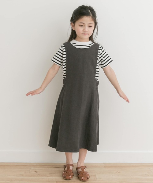 URBAN RESEARCH DOORS（アーバンリサーチドアーズ）の「『親子リンク』リネンレーヨンジャンパースカート(KIDS)（ワンピース・キッズ・チェック/ブラック系その他・120/135/105）」の3枚目の写真