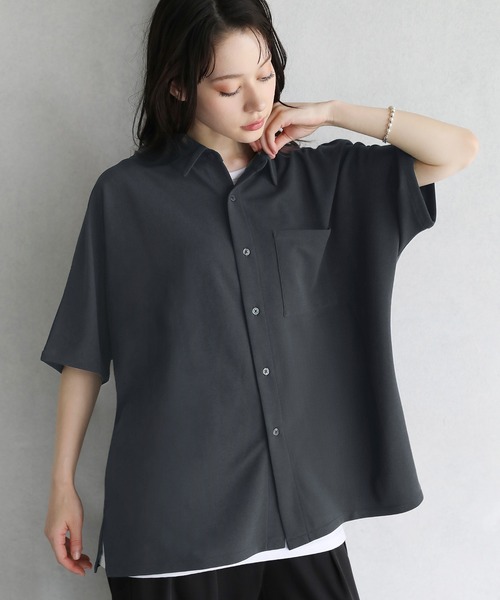 ETELIO(エテリオ)の「梨地ドルマンスリーブ半袖シャツ(シャツ/ブラウス・メンズ・ワイン/ブルーグリーン/ブラック/ホワイト/ダークグリーン/チャコール・L/S/M/XS)」の9枚目の写真