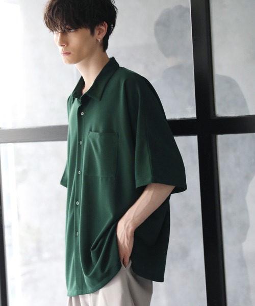 ETELIO(エテリオ)の「梨地ドルマンスリーブ半袖シャツ(シャツ/ブラウス・メンズ・ワイン/ブルーグリーン/ブラック/ホワイト/ダークグリーン/チャコール・L/S/M/XS)」の16枚目の写真