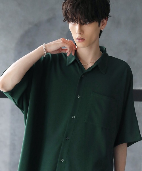 ETELIO(エテリオ)の「梨地ドルマンスリーブ半袖シャツ(シャツ/ブラウス・メンズ・ワイン/ブルーグリーン/ブラック/ホワイト/ダークグリーン/チャコール・L/S/M/XS)」の17枚目の写真