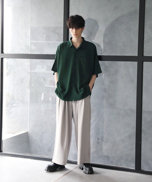 ETELIO(エテリオ)の「梨地ドルマンスリーブ半袖シャツ(シャツ/ブラウス・メンズ・ワイン/ブルーグリーン/ブラック/ホワイト/ダークグリーン/チャコール・L/S/M/XS)」の18枚目の写真