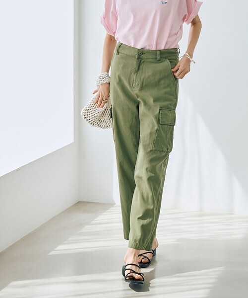 coen(コーエン)の「ピースダイカーゴパンツ(カーゴパンツ・レディース・ベージュ/オリーブ・L/M)」の1枚目の写真