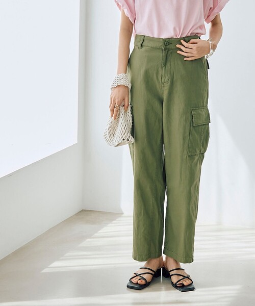 coen(コーエン)の「ピースダイカーゴパンツ(カーゴパンツ・レディース・ベージュ/オリーブ・L/M)」の3枚目の写真