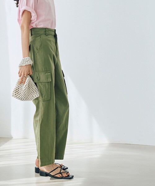 coen(コーエン)の「ピースダイカーゴパンツ(カーゴパンツ・レディース・ベージュ/オリーブ・L/M)」の4枚目の写真
