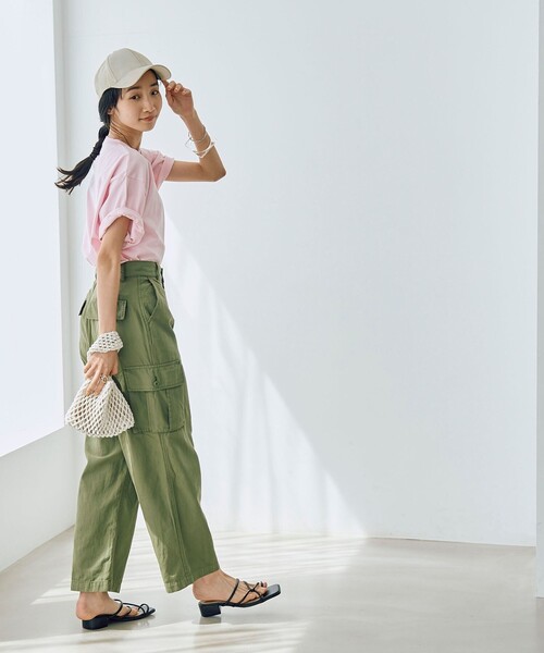 coen(コーエン)の「ピースダイカーゴパンツ(カーゴパンツ・レディース・ベージュ/オリーブ・L/M)」の7枚目の写真