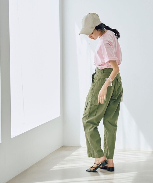 coen(コーエン)の「ピースダイカーゴパンツ(カーゴパンツ・レディース・ベージュ/オリーブ・L/M)」の9枚目の写真