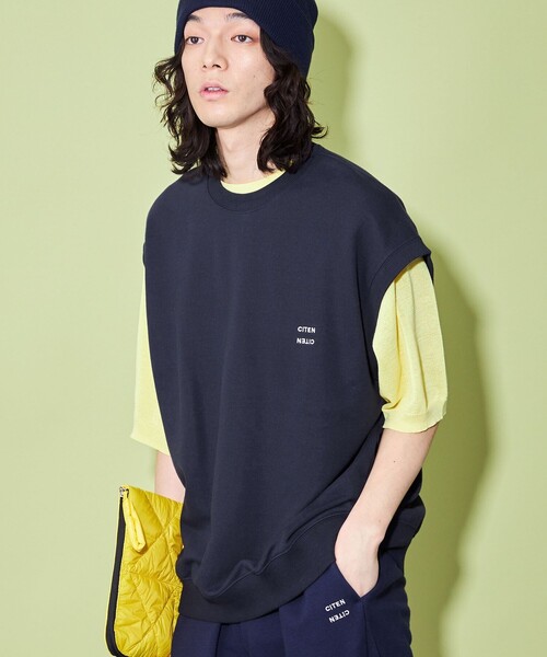 CITEN（シテン）の「＜CITEN＞ソフトスウェット ノースリーブ トップ（ベスト・メンズ・ネイビー/ダークグレー・L/M）」の2枚目の写真