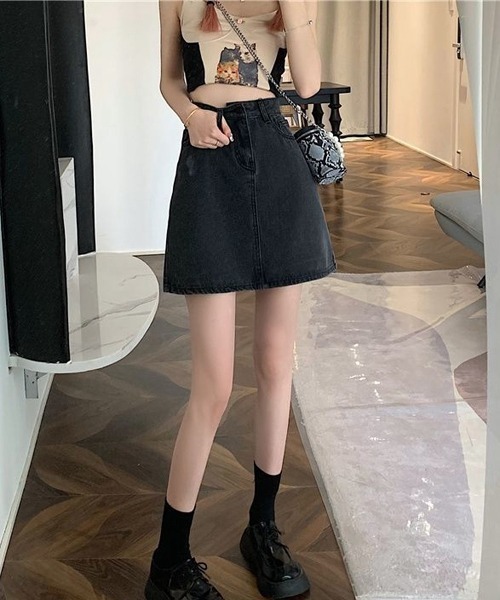 urge:(アージコロン )の「【URGE:】 デニムミニスカート(デニムスカート・レディース・チャコールグレー/ブラック系/アイボリー/ネイビー/ブルー・X-LARGE/LARGE/MEDIUM/SMALL)」の6枚目の写真