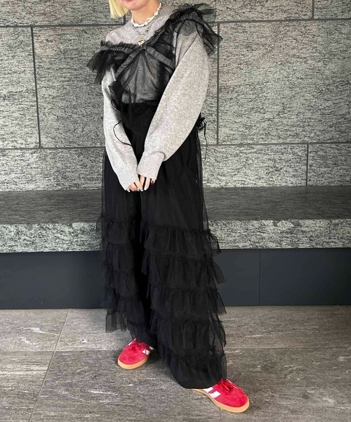 byYOUANCE(バイユアンス)の「2WAYチュールフリルスカートワンピ(ワンピース・レディース・ブラック/ナチュラル/グレー・FREE)」の9枚目の写真