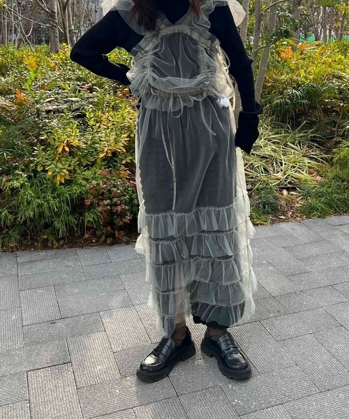 byYOUANCE(バイユアンス)の「2WAYチュールフリルスカートワンピ(ワンピース・レディース・ブラック/ナチュラル/グレー・FREE)」の19枚目の写真