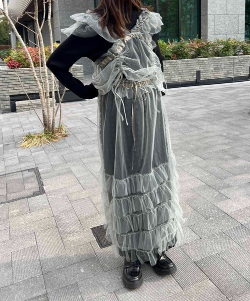 byYOUANCE(バイユアンス)の「2WAYチュールフリルスカートワンピ(ワンピース・レディース・ブラック/ナチュラル/グレー・FREE)」の20枚目の写真