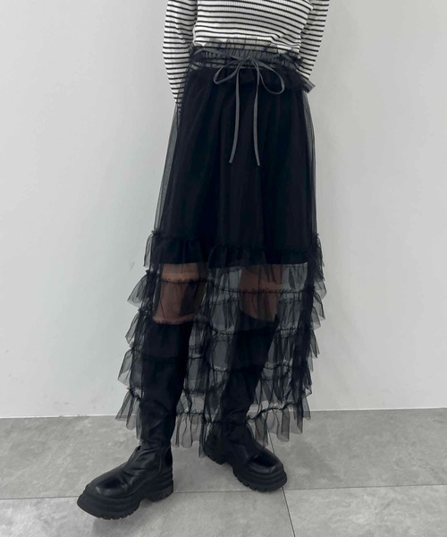 byYOUANCE(バイユアンス)の「2WAYチュールフリルスカートワンピ(ワンピース・レディース・ブラック/ナチュラル/グレー・FREE)」の13枚目の写真
