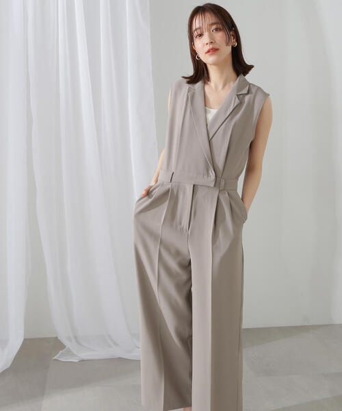 N.（N. Natural Beauty Basic）（エヌエヌナチュラルビューティーベーシック）の「◆【S Size Line】テーラージャンプスーツ（つなぎ/オールインワン・レディース・ベージュ/グレー・MEDIUM/SMALL）」の9枚目の写真
