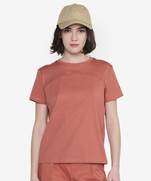 AIGLE(エーグル)の「吸水速乾 クルーネック半袖Tシャツ(Tシャツ/カットソー・レディース・ホワイト/レッド系その他・L/S/M)」の2枚目の写真