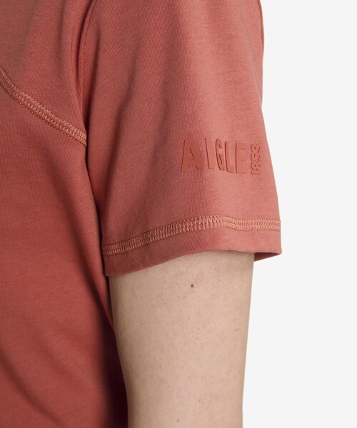 AIGLE(エーグル)の「吸水速乾 クルーネック半袖Tシャツ(Tシャツ/カットソー・レディース・ホワイト/レッド系その他・L/S/M)」の9枚目の写真