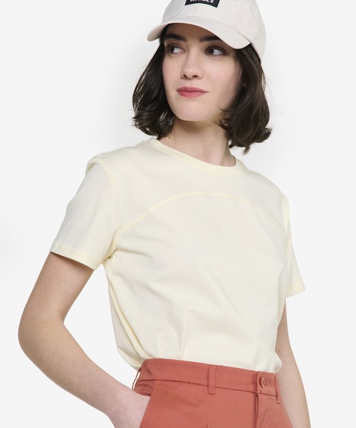 AIGLE(エーグル)の「吸水速乾 クルーネック半袖Tシャツ(Tシャツ/カットソー・レディース・ホワイト/レッド系その他・L/S/M)」の1枚目の写真