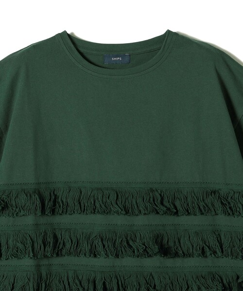 SHIPS（シップス）の「〈手洗い可能〉フリンジ デザイン ショート スリーブ TEE ◇（Tシャツ/カットソー・レディース・オフホワイト/ブラック/グリーン・ONE SIZE）」の9枚目の写真